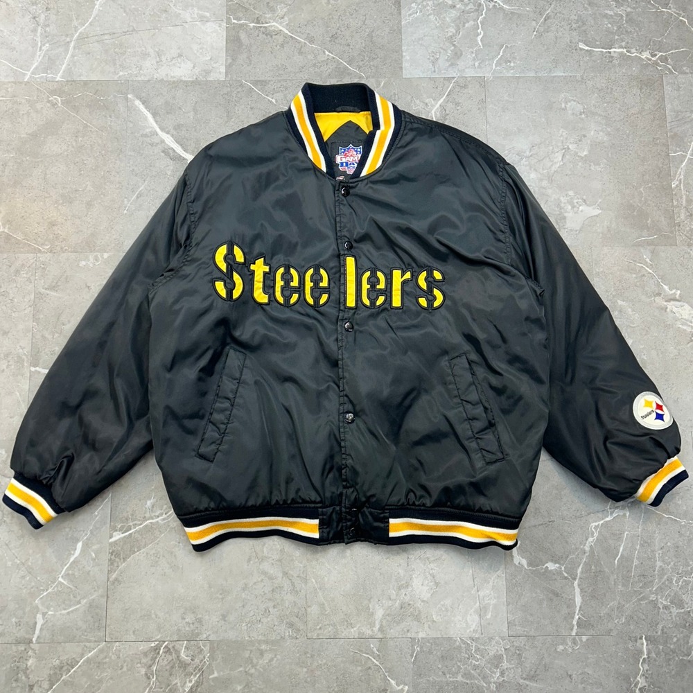90s Vintage Pittsburgh Steelers Jacket Mens Medium Embroidered Game Day Bomber
